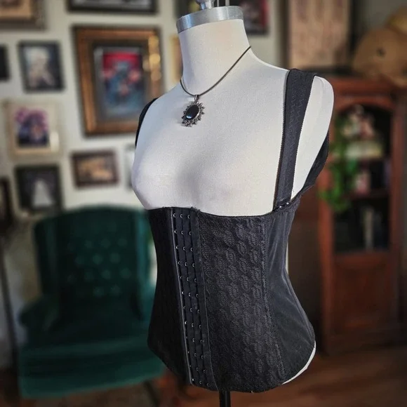 Ardyss Corsette D Luxe Black Lace Boned Underbust Corset Adjustable Straps Top - Picture 4 of 7